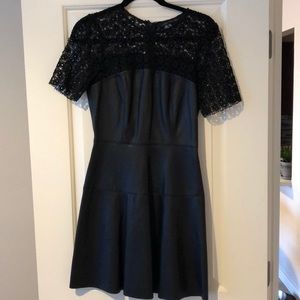 Faux leather/lace mini dress